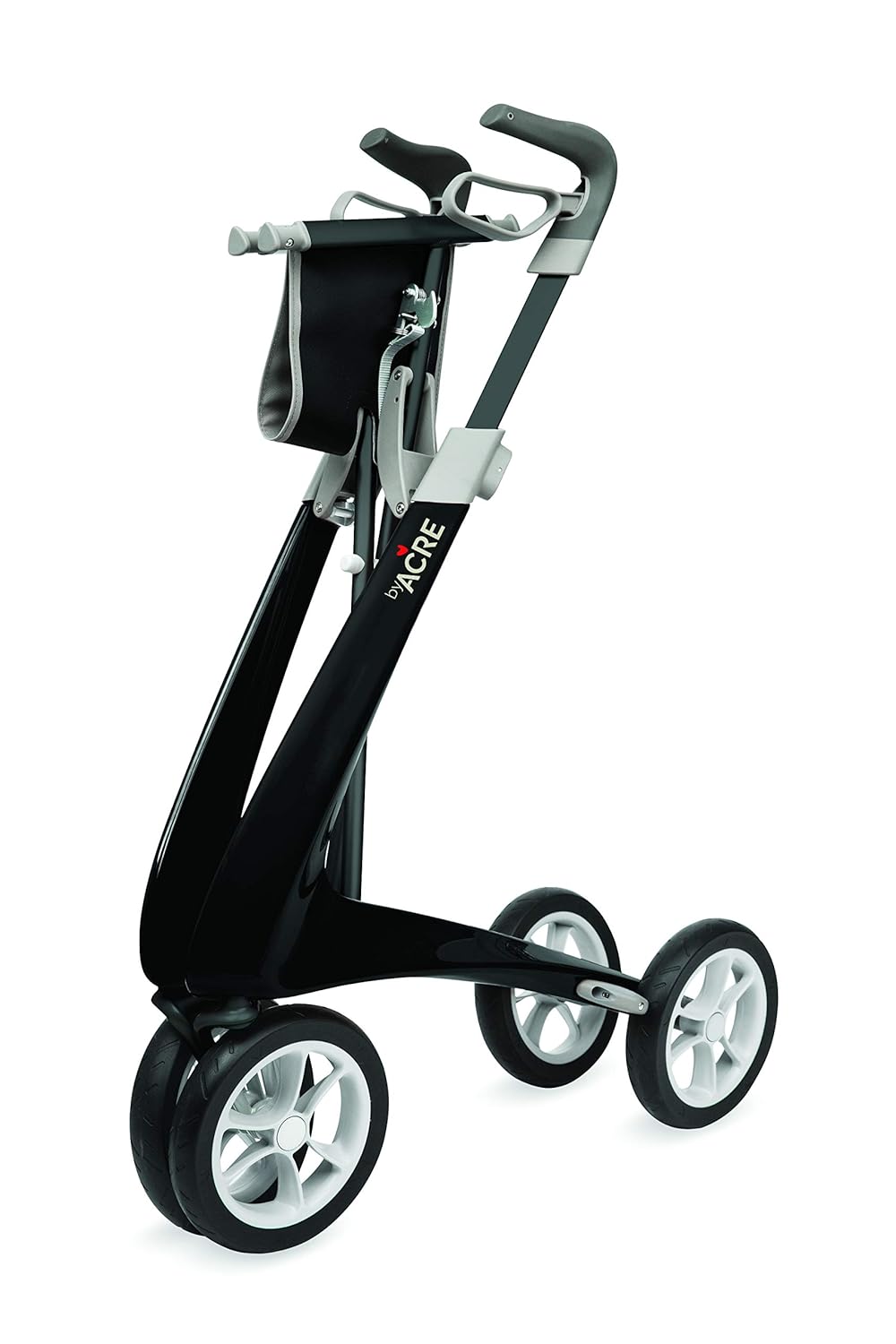 Black Carbon Ultralight Rollator Walker with Organizer Bag, Wide Track, 18.5" x 24" Seat P360429