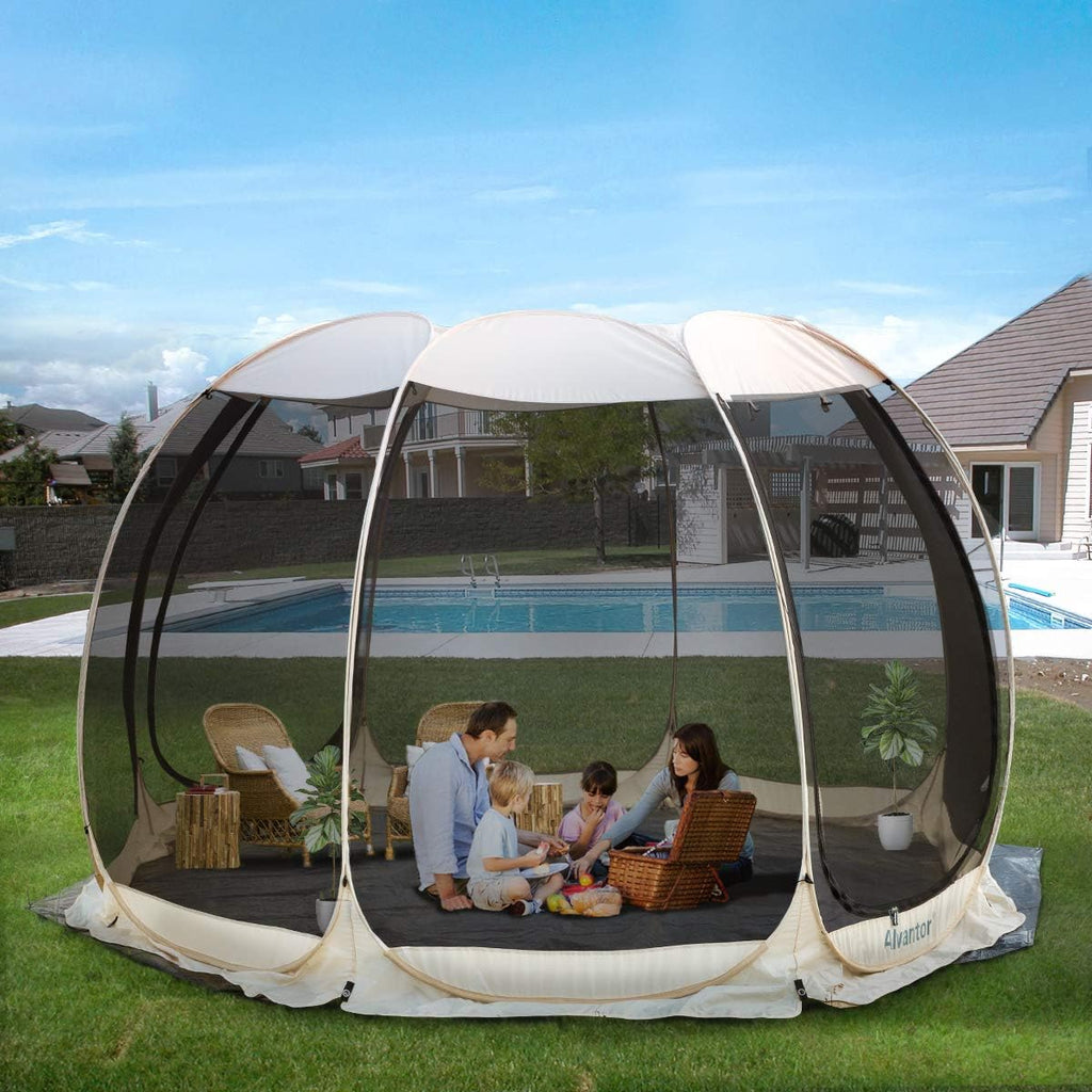 Beige 12'x12' Pop Up Screen House Tent C403936