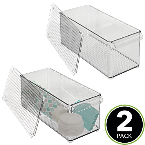 Clear Plastic 2 Pack Food Storage Container Bin with Lid M709