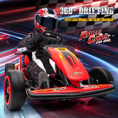 24V Electric Go Kart with 400W Motors, EVA Tires, Max Speed 8.1 MPH, Rose Red J782