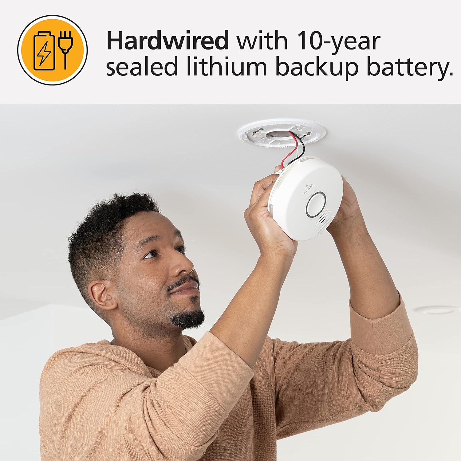 2 Pack Hardwired Smoke Detector with Battery Backup F1029