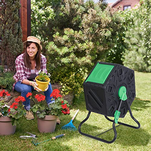 37 Gallon Black Dual Chamber Tumbling Composter I520618