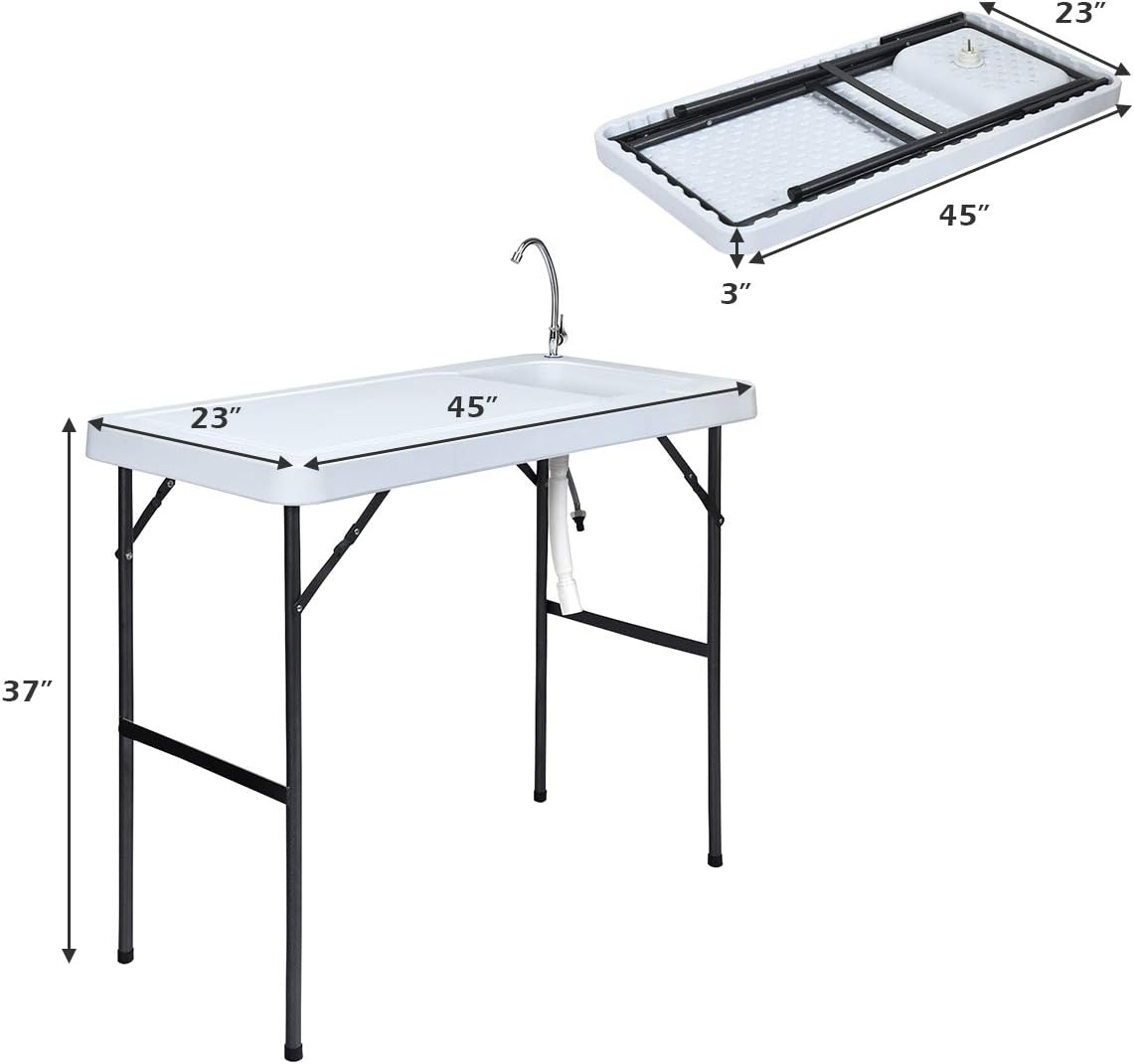 Folding Fish Cleaning Table with Sink and Faucet S63870