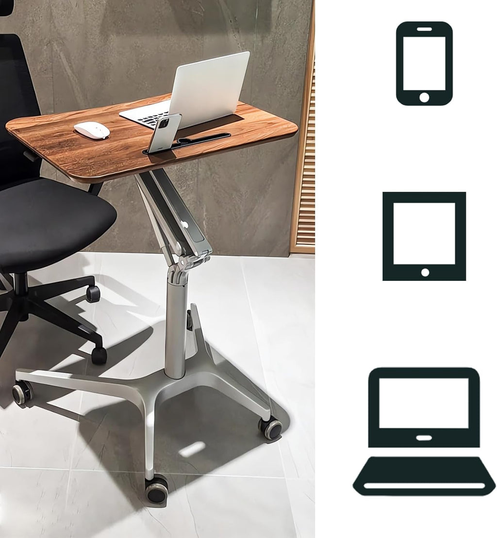 Adjustable Height Rolling Laptop Stand Desk with Wheels A54630