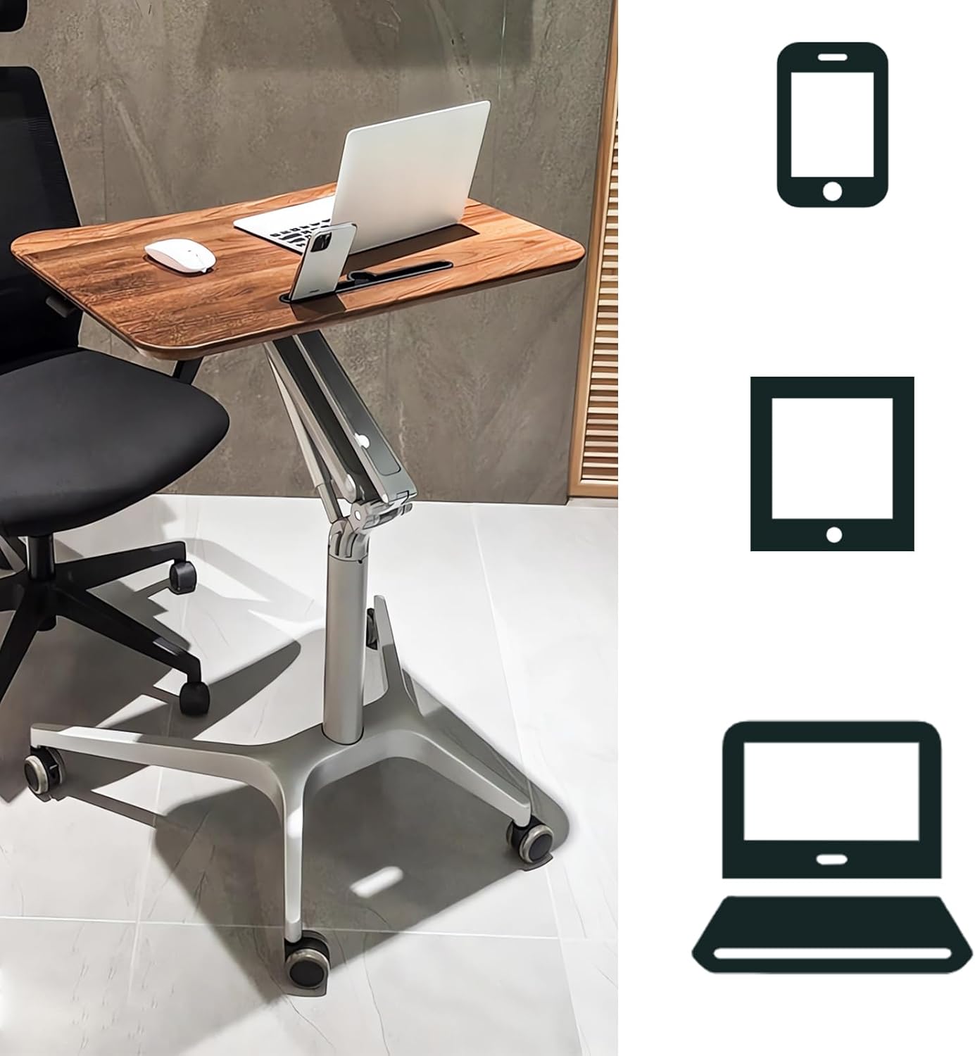 Adjustable Height Rolling Laptop Stand Desk with Wheels A54630