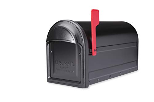 Galvanized Steel Post Mount Mailbox, Black, Large Capacity H573474