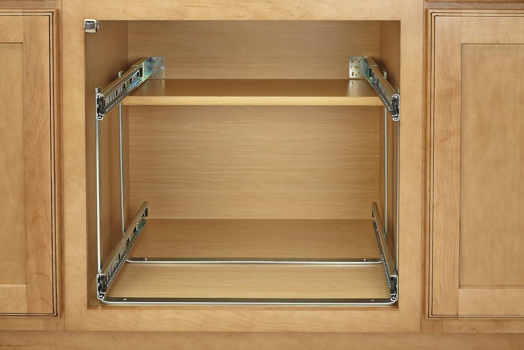 Two-Tier Steel Wire Pullout Cookware Cabinet Organizer E73431