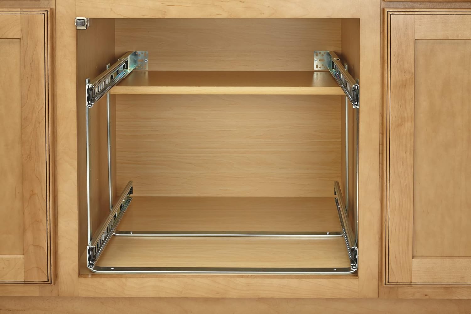 Two-Tier Steel Wire Pullout Cookware Cabinet Organizer E73431