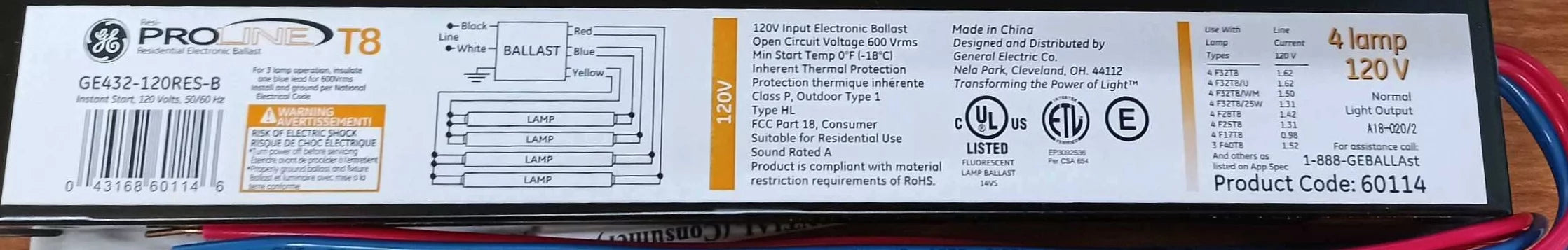 Electronic Ballast, 3 or 4 Lamp, Instant Start T8 I712