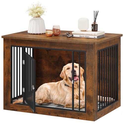 38"L Rustic Brown Dog Crate Furniture N6348