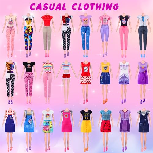 342 Pcs Doll Clothes and Accessories with Doll, Princess Gowns, Fashion Dresses, Top, Pants, Swimsuits, Shoes, Hangers and Other Accessories, Doll Playset Dress up Toy B7791