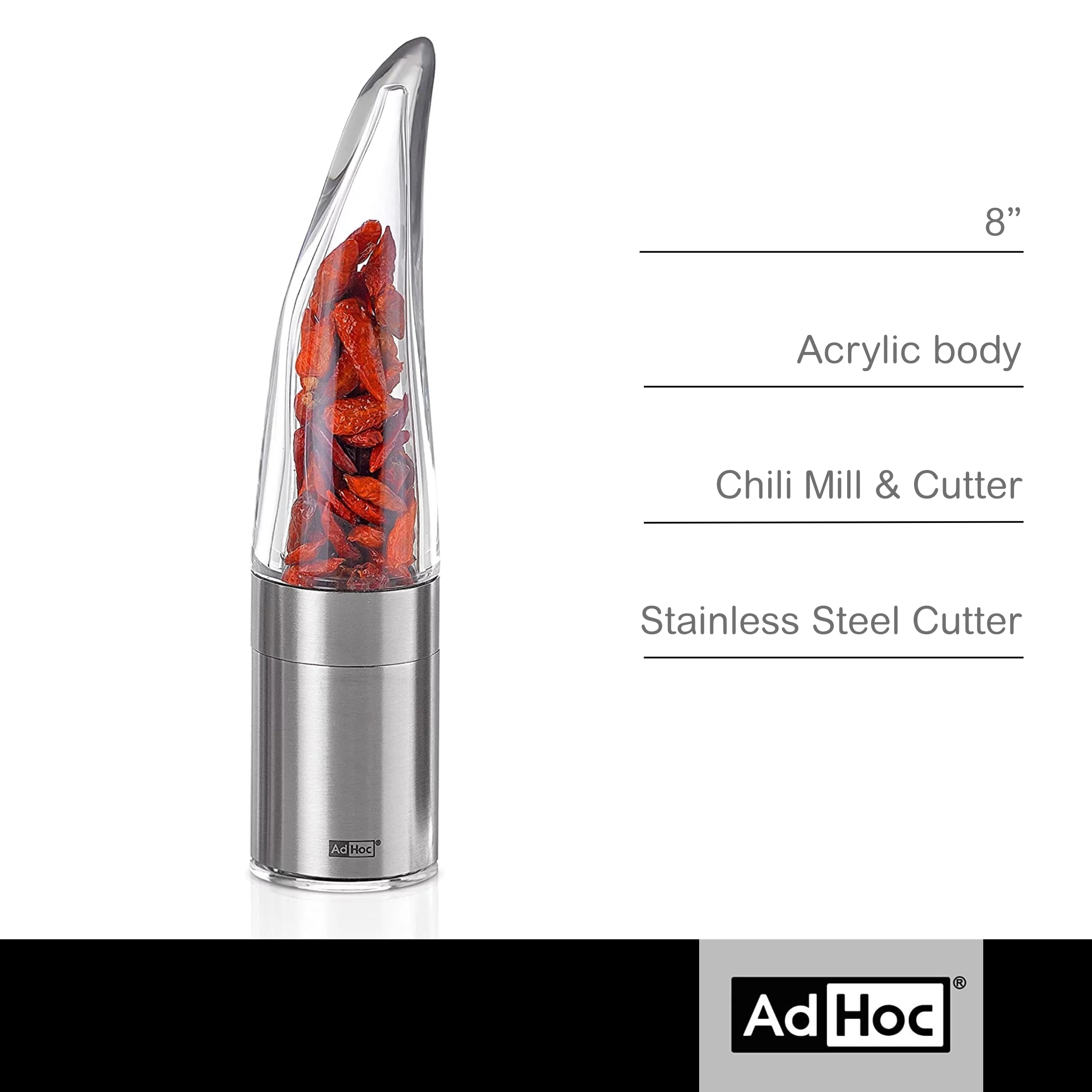 8" Stainless Steel Spice & Chili Pepper Mill D17011