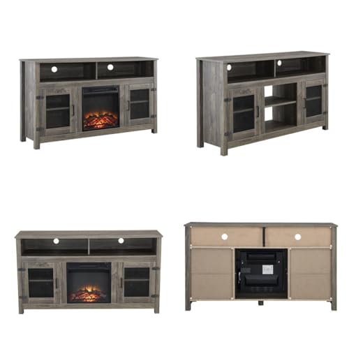 Grey Fireplace TV Stand with Electric Fireplace for TVs up to 65" Q83065