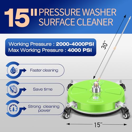 15" Stainless Steel Surface Cleaner with 4 Wheels A3845