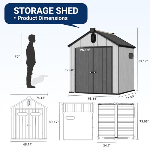 6x6 FT Outdoor Resin Storage Shed with Floor M85847