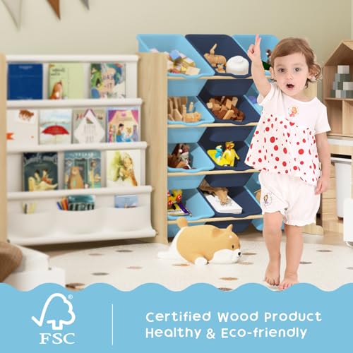 12 Bin 4 Shelf Toy Storage Organizer with Bookshelf P521