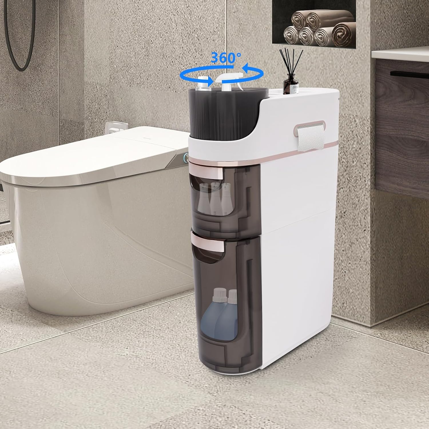 Tall Narrow Storage Cabinet with Drawers N692