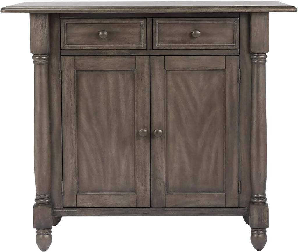 Expandable Drop Leaf Kitchen Island Set with 2 Stools, Drawers and Cabinet L3690