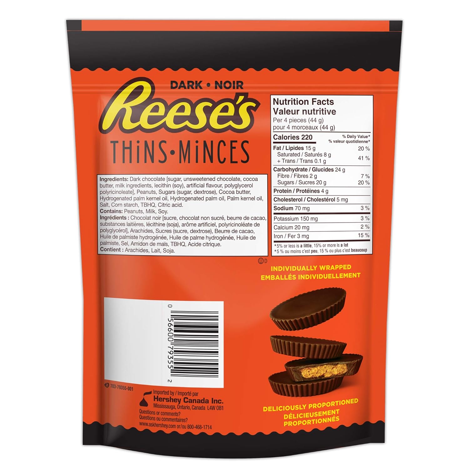 Dark Chocolate Peanut Butter Cups, 5.8 oz. H726