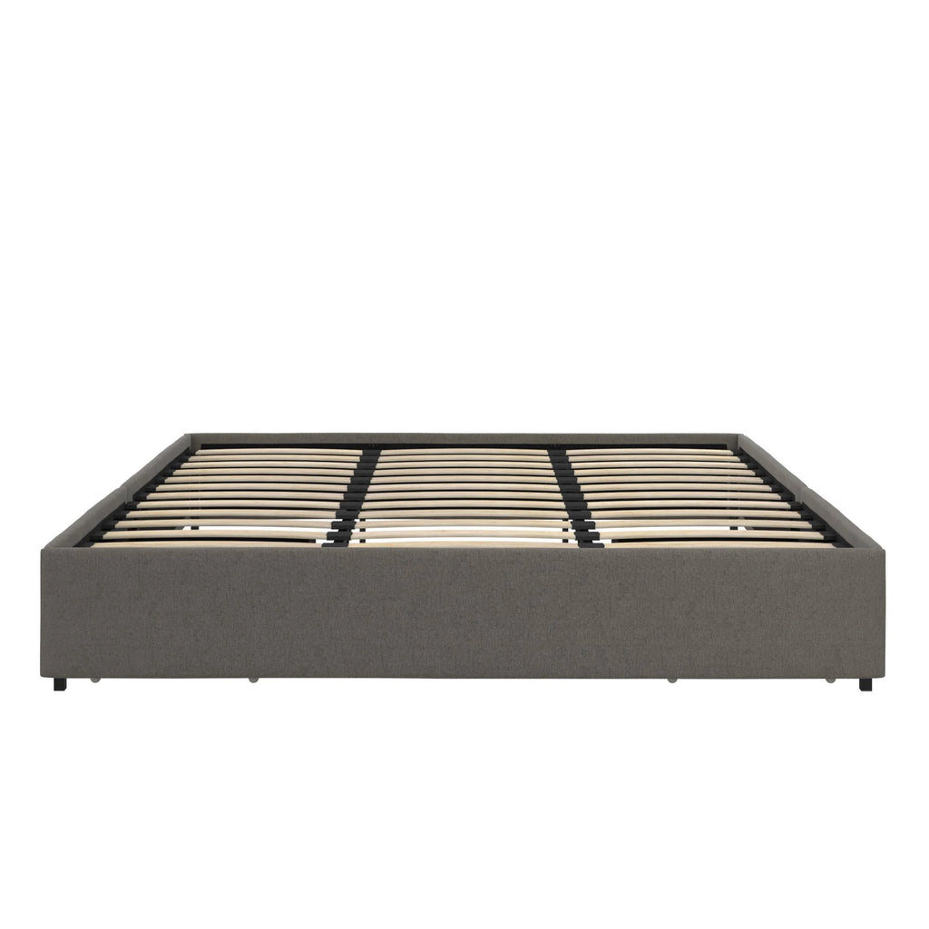 Gray Linen King Platform Bed with Storage B486
