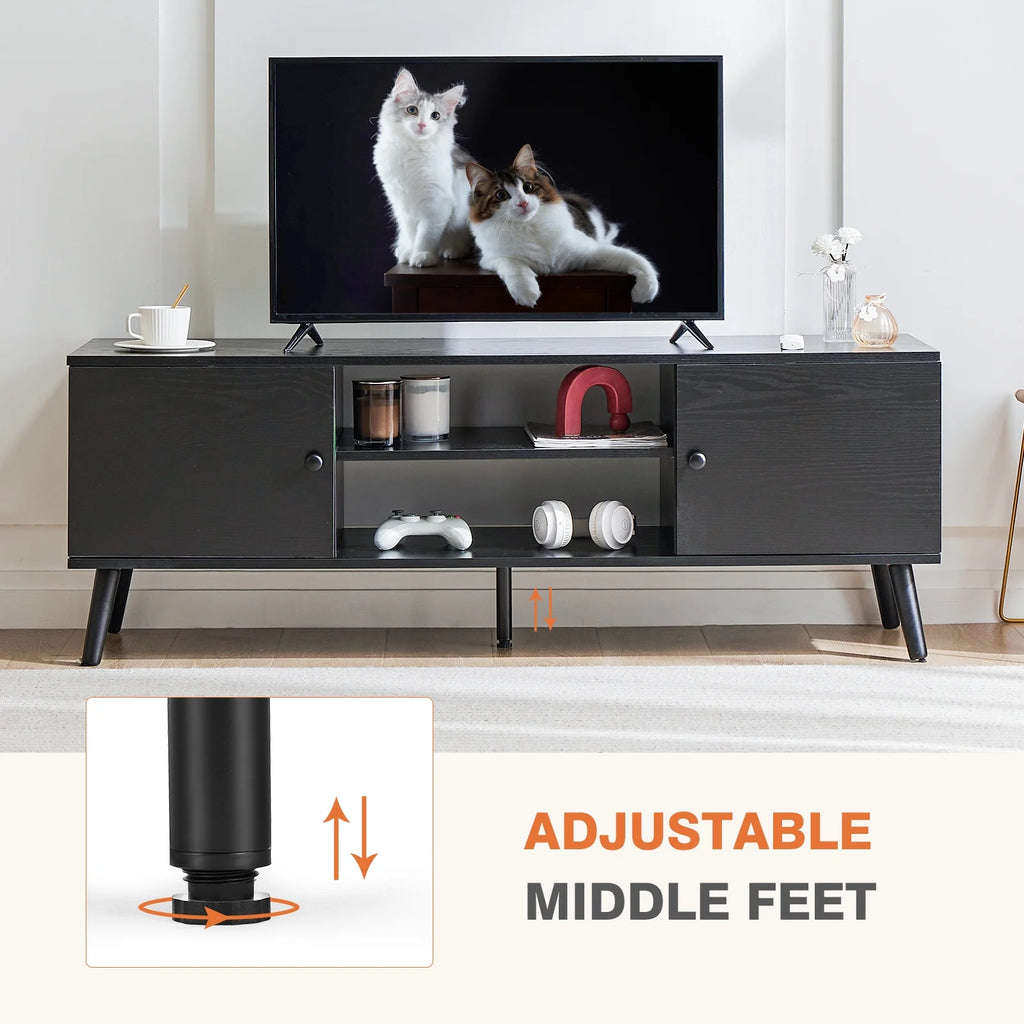 Black TV Stand with Storage Cabinets F3519