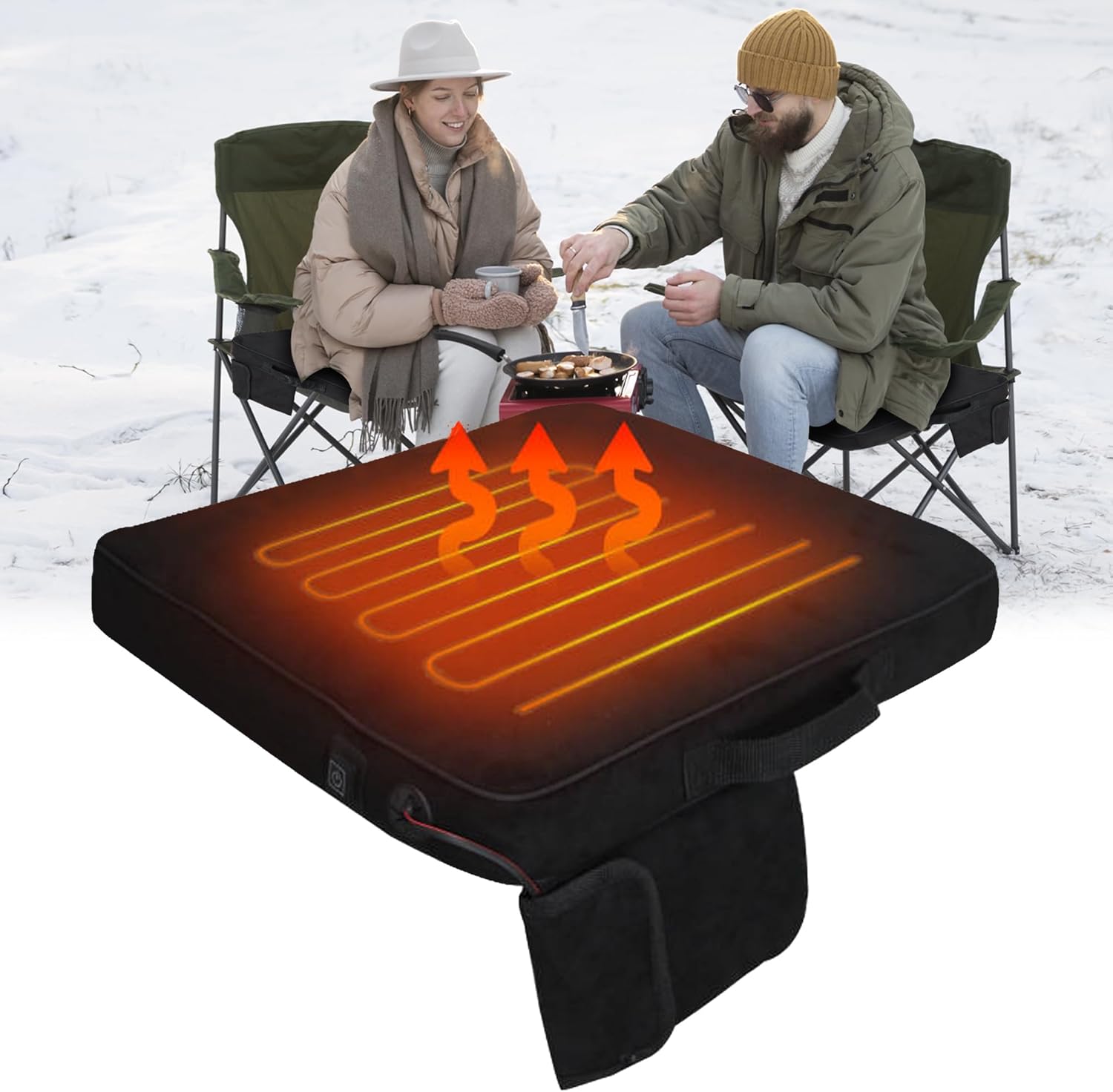 Portable Heated Seat Cushion with 3 Heating Settings Memory Foam O4614
