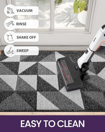 Black Non Slip Washable Absorbent Low-Profile Entrance Mat, 24"X36" Q125