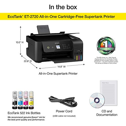 Black Wireless Color All-in-One Supertank Printer with Scanner and Copier W494