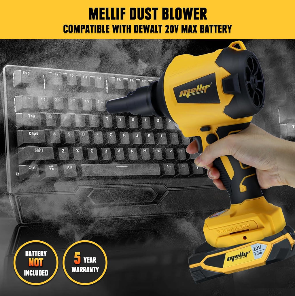 Cordless Air Pump Air Duster for Dewalt 20V Battery, Handheld Brushless Compressed Air Mattress Pump Air Blower with 3 Speeds & 7 Nozzles L25618