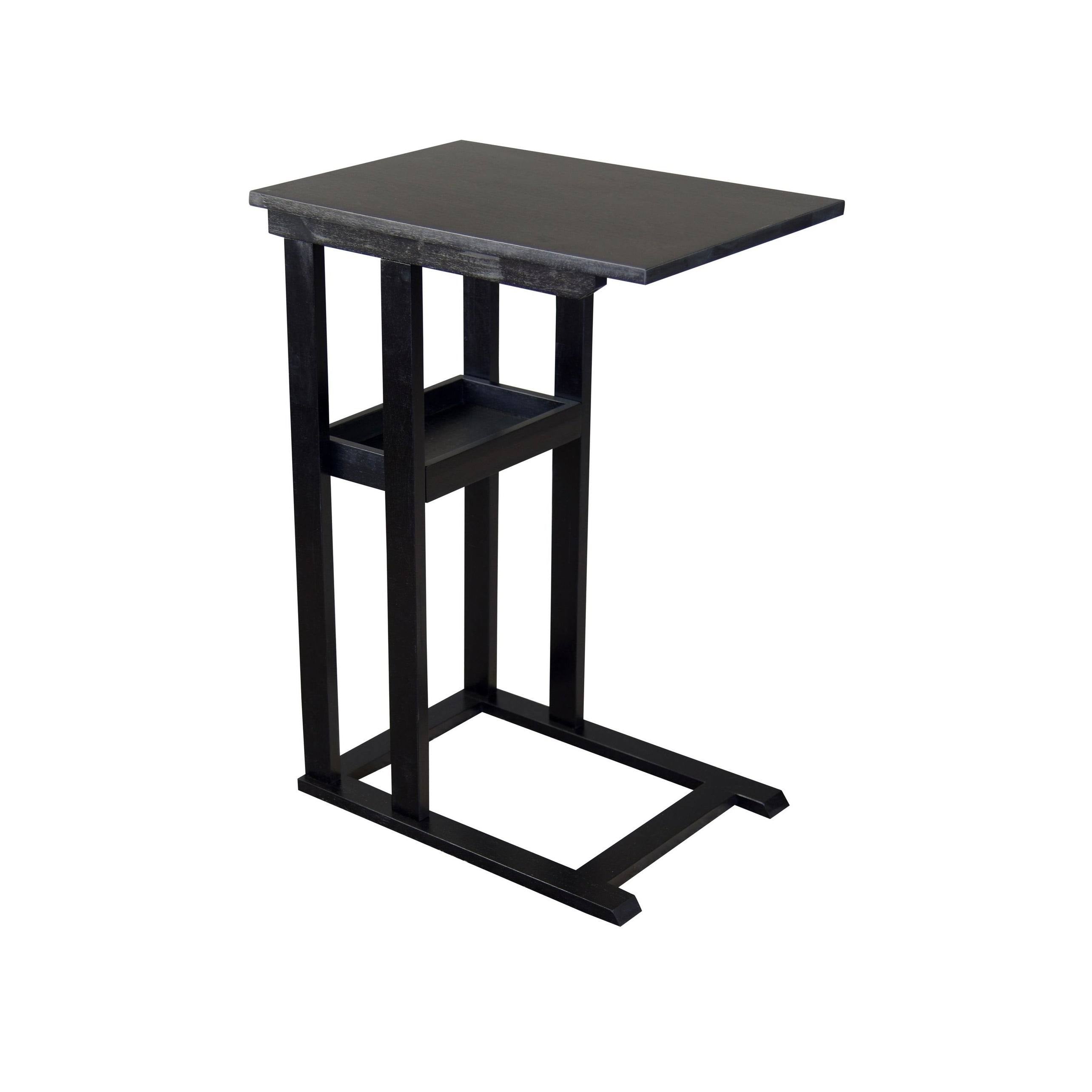 Solid Acacia Wood C Table with Storage Tray - Black Q665592