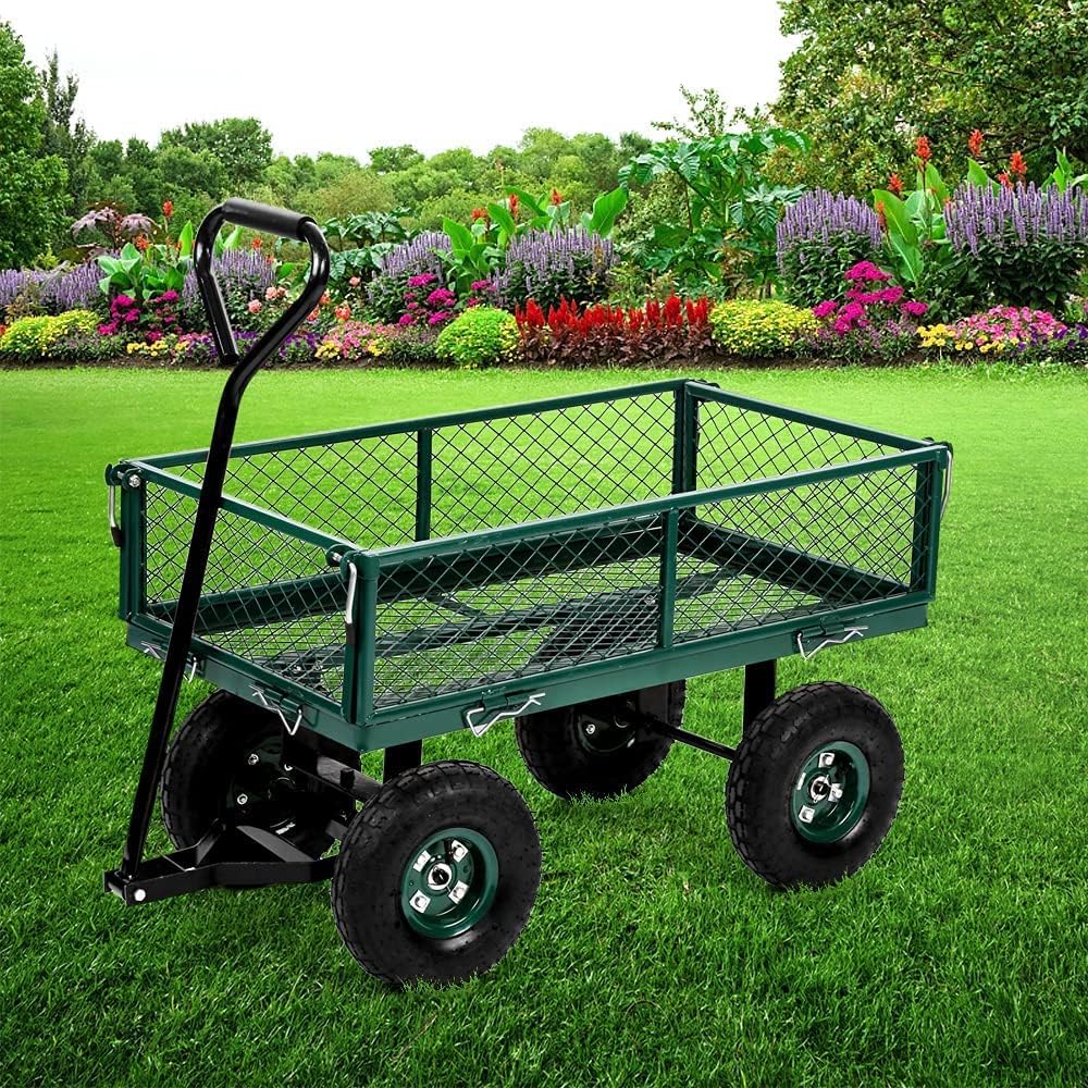 Heavy Duty Utility Wagon Garden Cart with Removable Sides, 400lb Weight Capacity, Folding Collapsible Wagon D1998