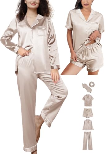 6Pcs Silk Satin Pajamas Set G900