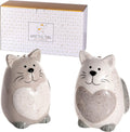 Cat Salt and Pepper Shakers Set, Ceramic Gray and White I64020