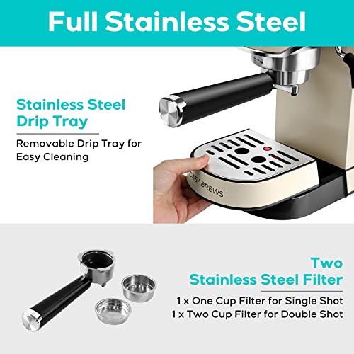 Espresso Machine 20 Bar with Milk Frother Steam Wand, Compact Coffee Machine with 34oz Removable Water Tank W5327