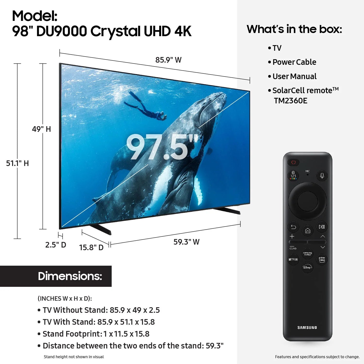 98 Inch Flat Screen Crystal UHD Smart TV O386848