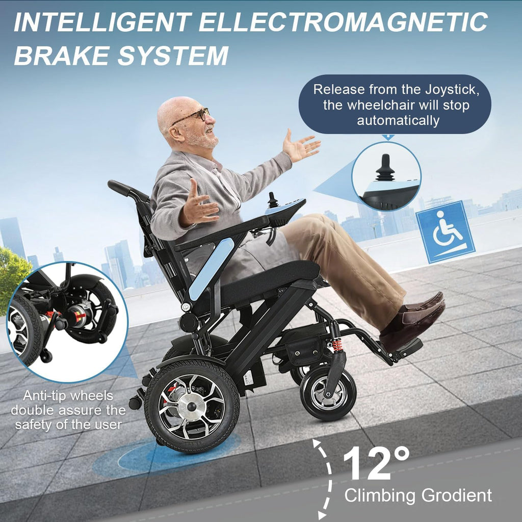 Lightweight Foldable All Terrain Motorized Wheelchair with 20AH Removable Battery C181