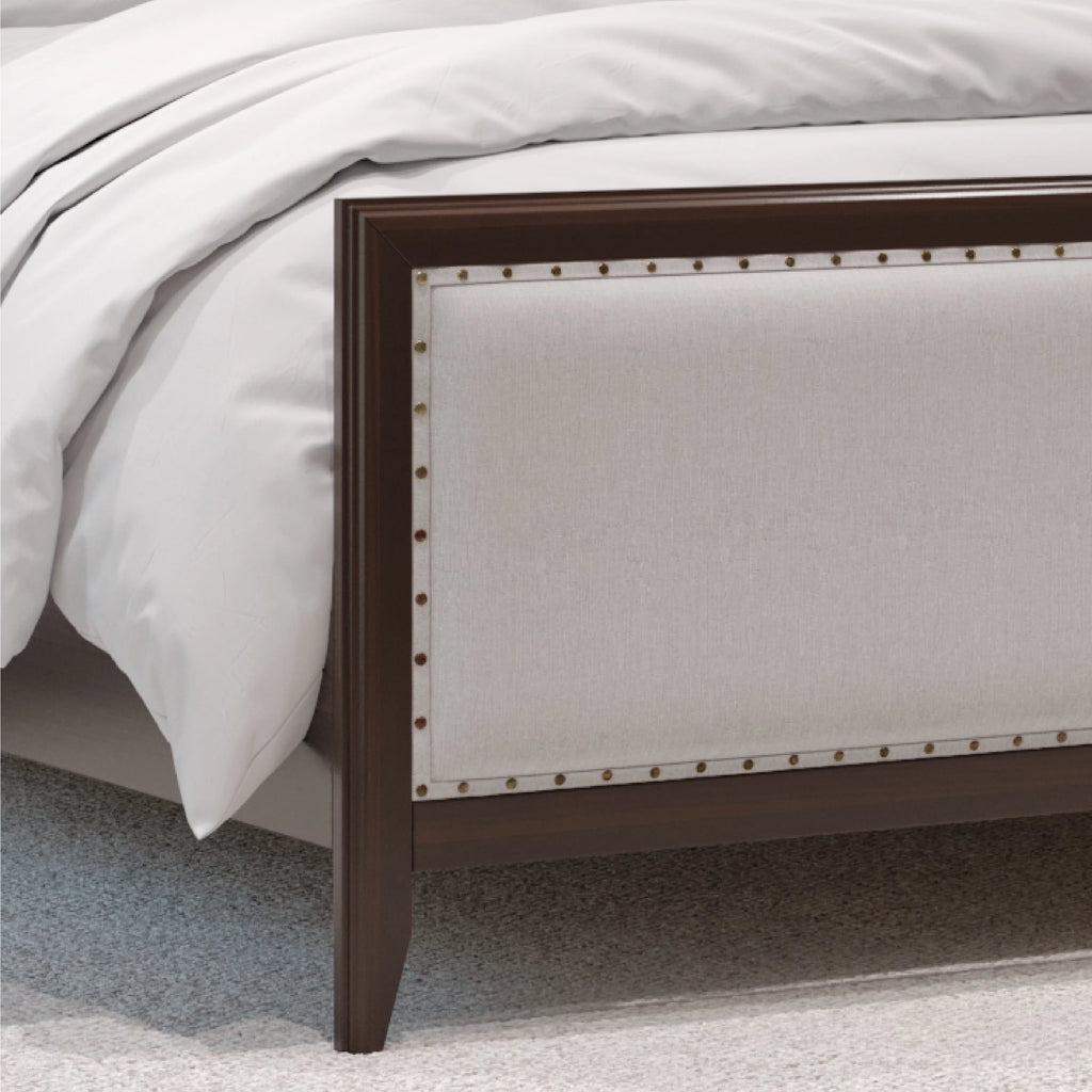 King Size Upholstered Wood Platform Bed Frame with Nailhead Trim L3807