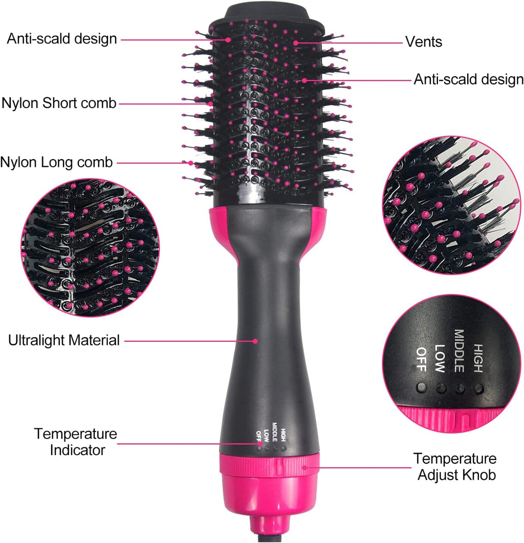 4 in 1 Hair Dryer Brush with Ceramic Titanium Barrel A9568