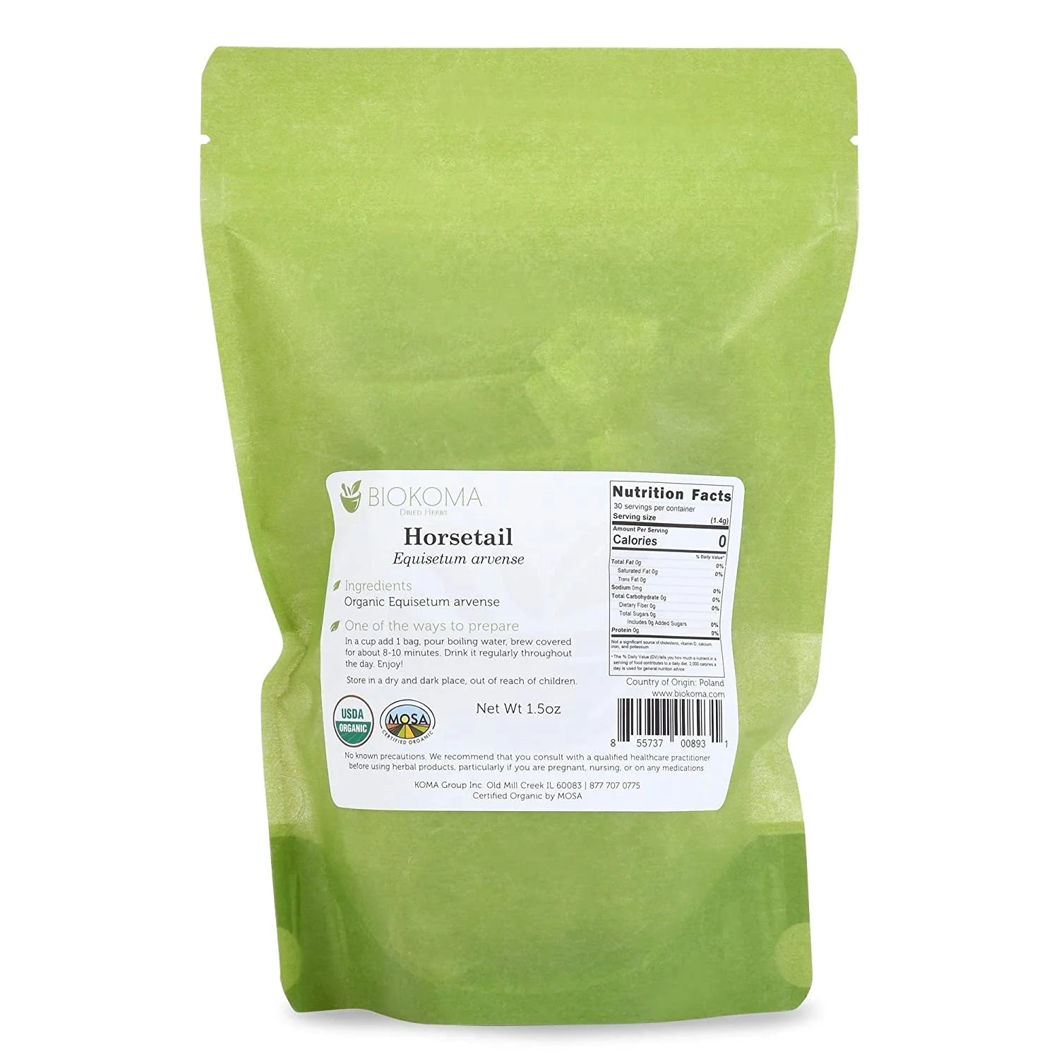 30 Tea Bags 1.5 Oz Organic Horsetail Dried Leaves Tea B69621