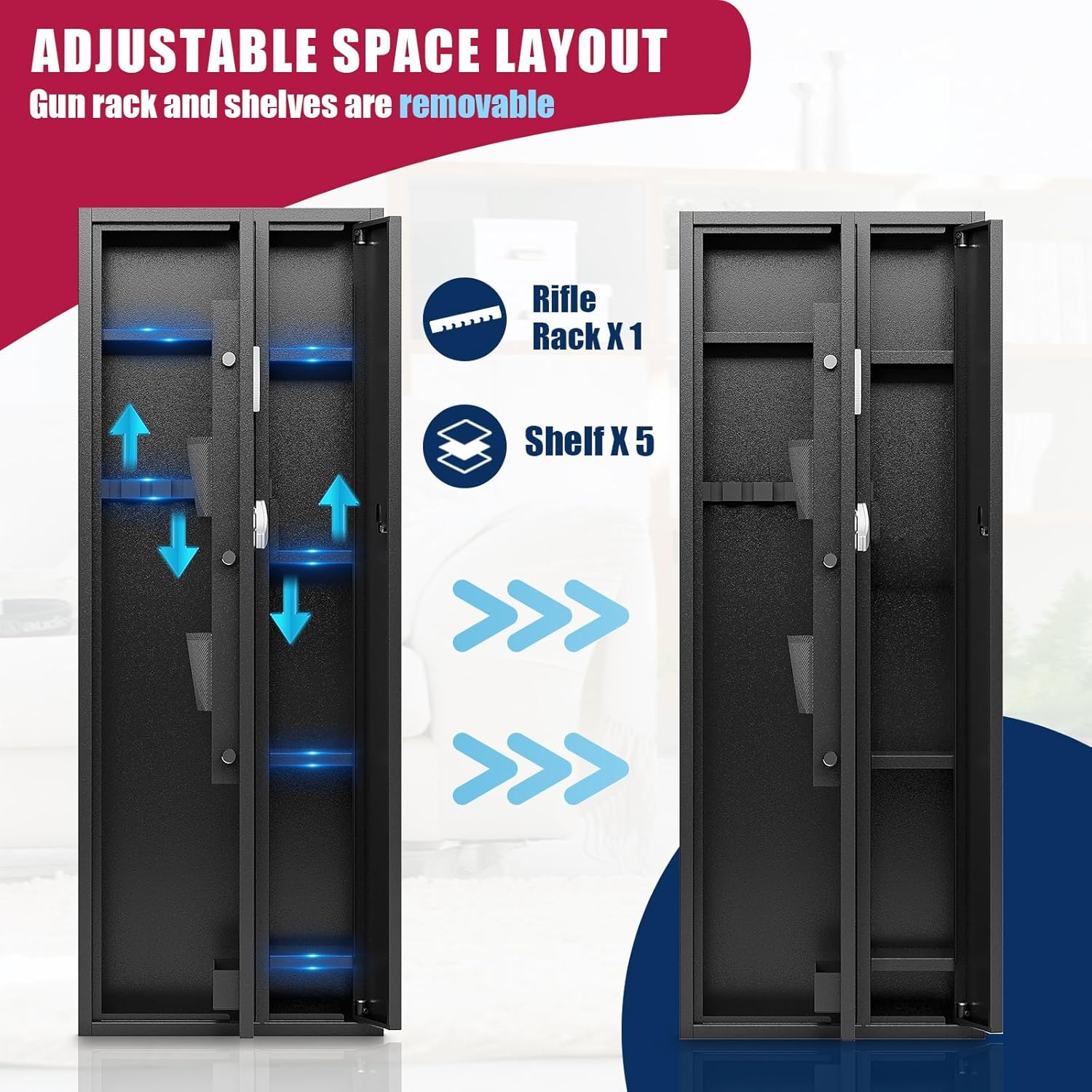 4-5 Gun Safe with Removable Shelf and Gun Rack L72345