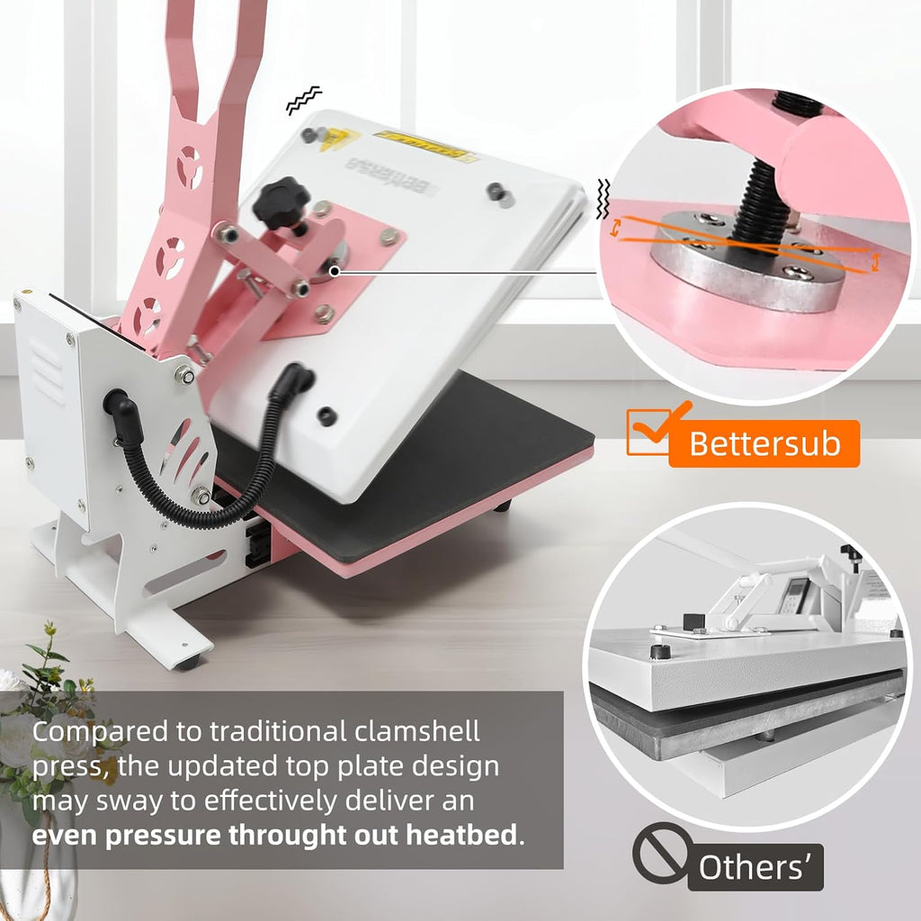 Pink White 15x15 inch Digital Heat Press Machine S21164