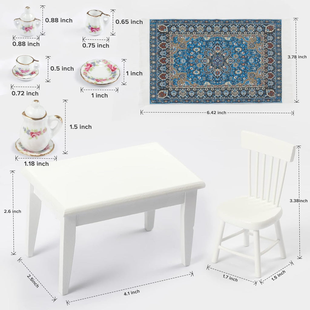 1:12 Dollhouse Kitchen Room Set 17 Pieces White U7114