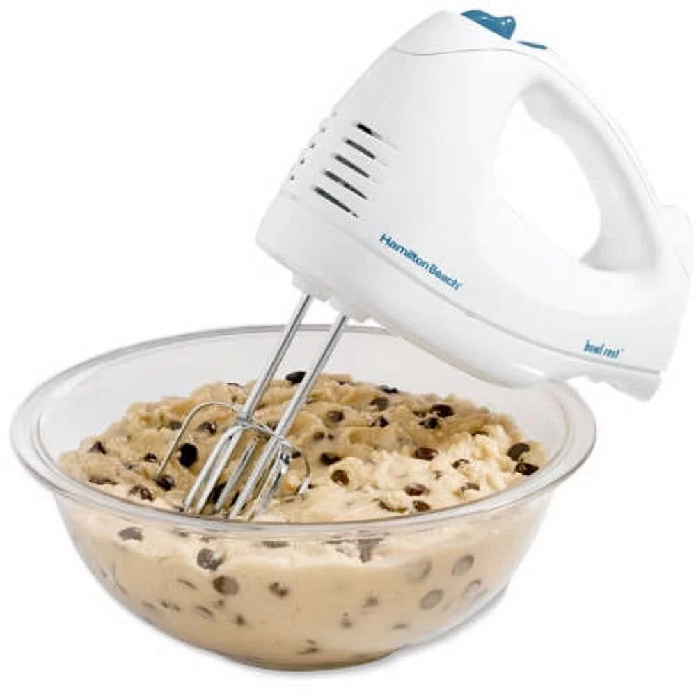 6 Speed Electric Hand Mixer with Whisk, Beaters, Snap-On Case, 250 Watts, White P91091