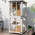 White Cat House Catio Outdoor Enclosure with Waterproof Roof on Wheels U68894