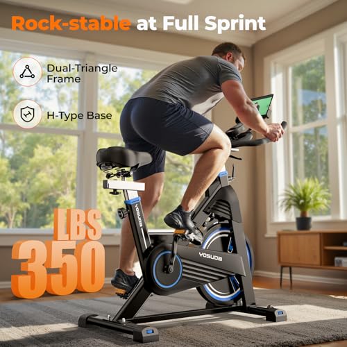 Magnetic Exercise Bike 350 lbs Weight Capacity Indoor Cycling Bike Stationary with Comfortable Seat Cushion Silent Belt Drive H75729