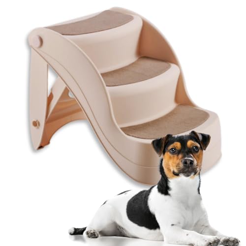 Beige Non-Slip Folding Pet Stairs D846
