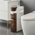 2-Tiers Slim Bathroom Floor Cabinet with Drawers W193469