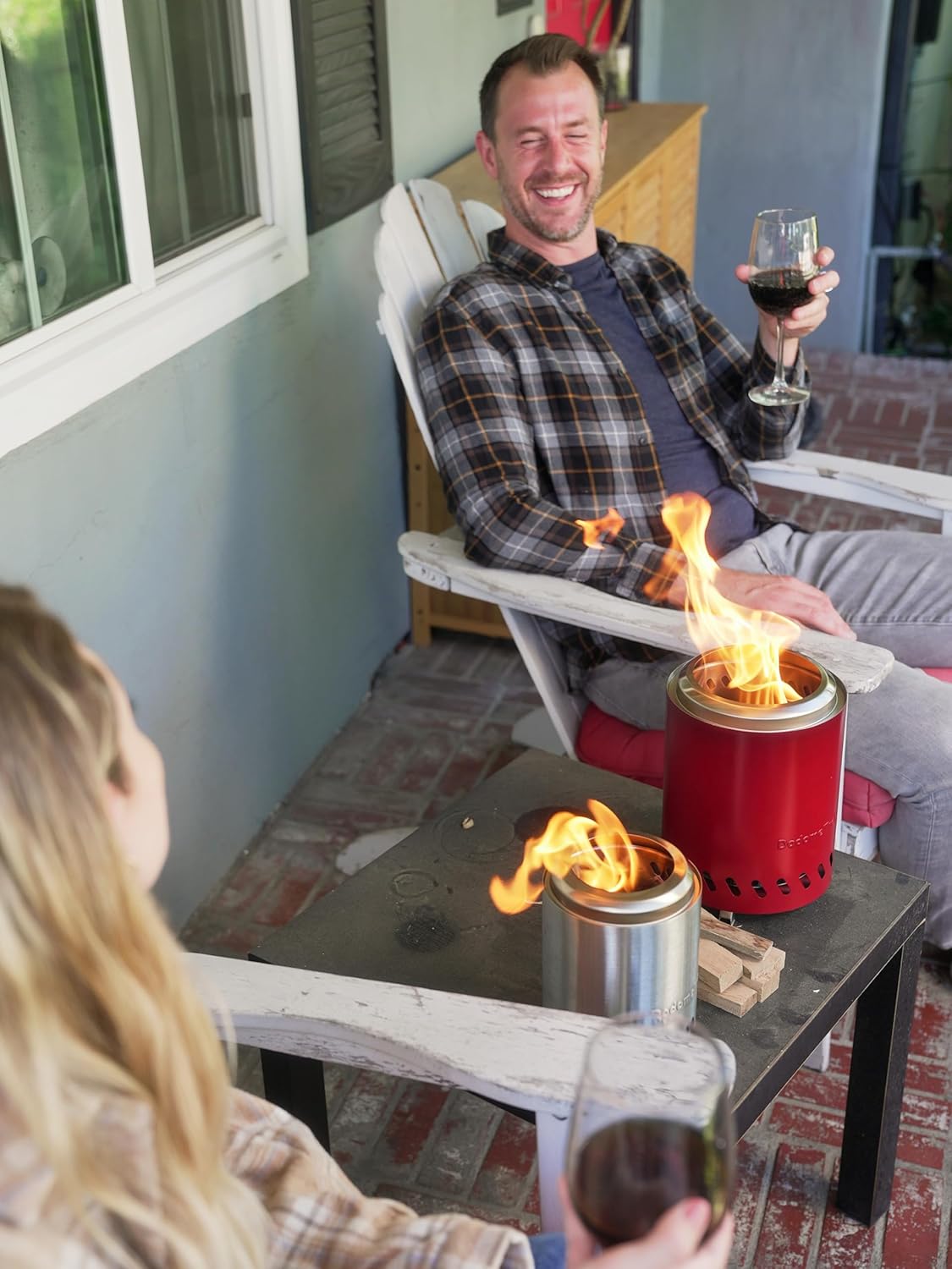Silver Stainless Steel Tabletop Fire Pit with Travel Bag B38785