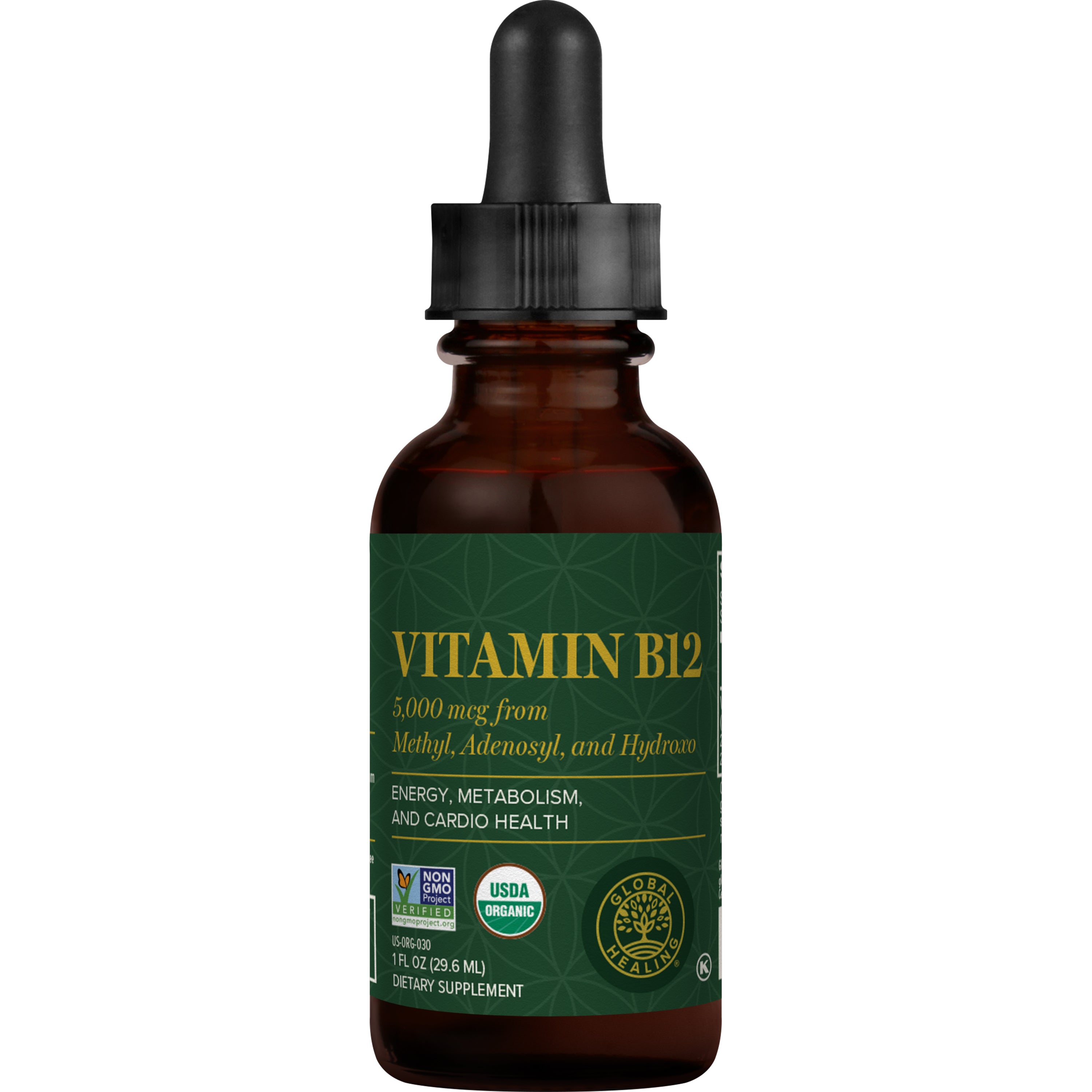 Organic Liquid Vitamin B12 Drops, 5000mcg, 1 fl oz K42269