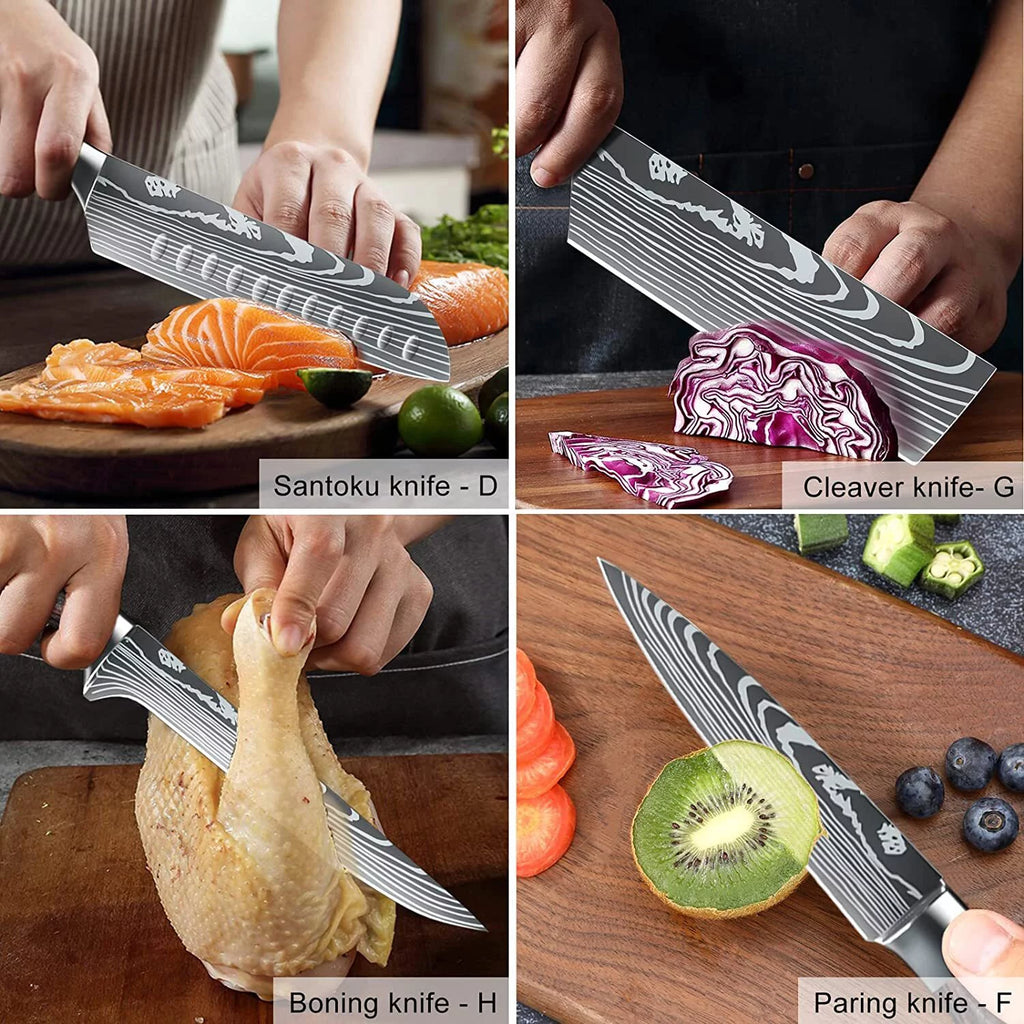 8 Pieces 3.5-8 Inch 440A Stainless Steel Kitchen Chef Knife Set V627630